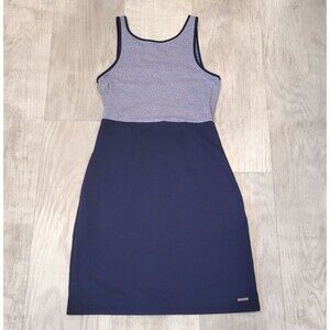 Smartwool Corbet 120 Dress Womens S Navy Gray Merino Wool Blend Back Zip Pockets